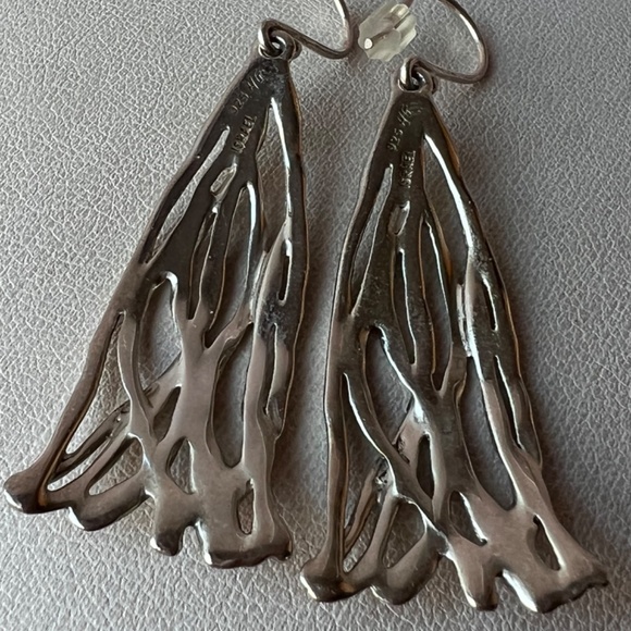 HAGIT GORALI 925 STERLING SILVER SCULPTED LONG DANGLE DROP EARRINGS BRAND NEW - Picture 8 of 16